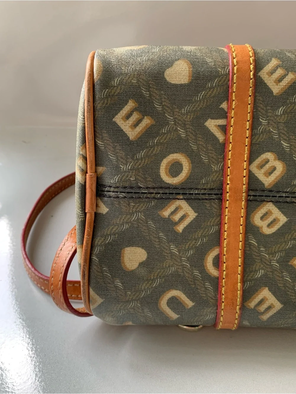 Dooney & Bourke Brown Logo Crossbody with Tan Trim